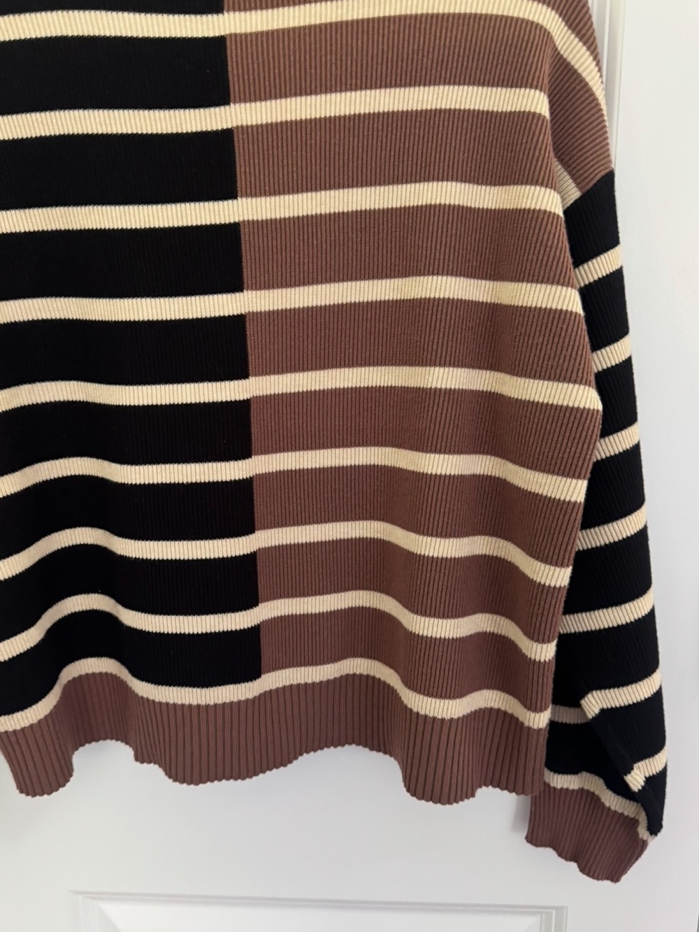 Entro Colorblock Stripe Ribbed 3/4 Zip Sweater - Picture 10 of 13